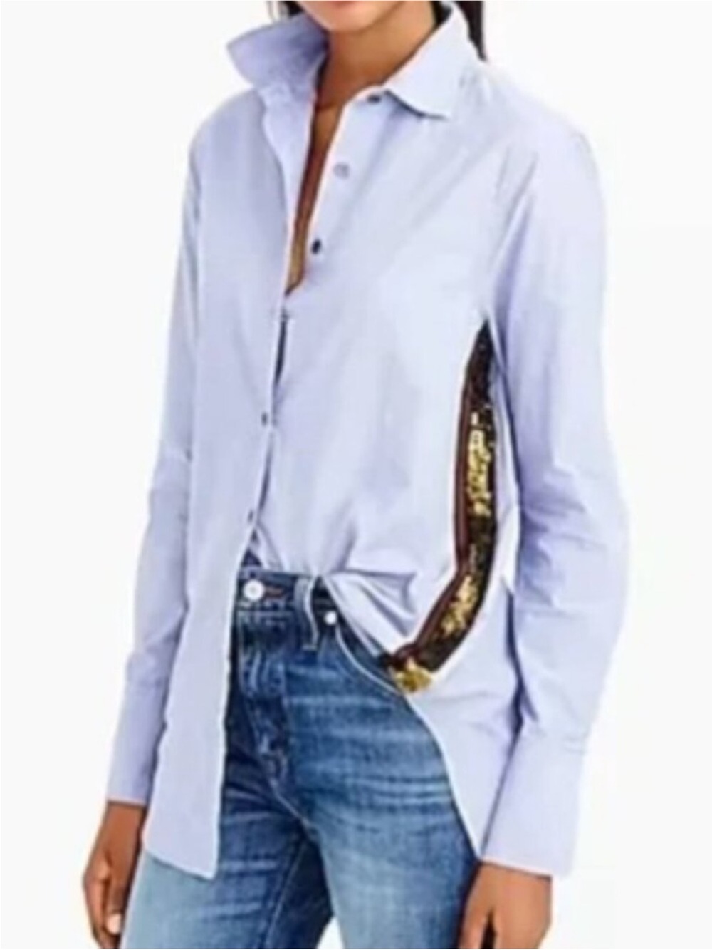 J Crew NWT Women’s Button-Down Side Trim Shirt - Blue, Size 6
